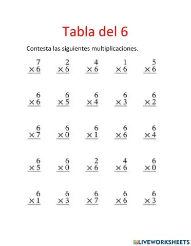 Tabla del 6
