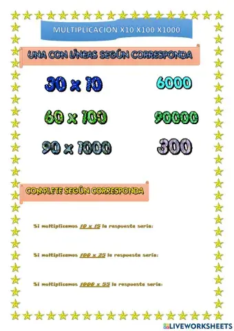 Multiplicación x10 x100 x1000