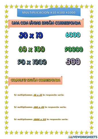 Multiplicación x10 x100 x1000