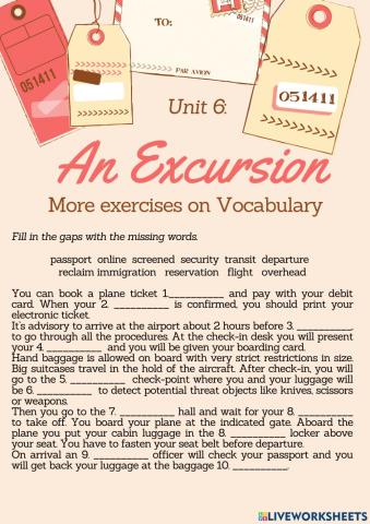 Unit 6: More Exercises on Vocabulary