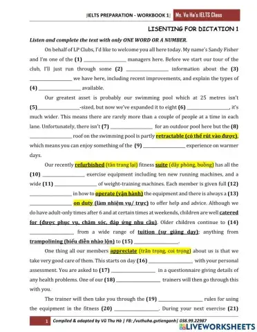 Listening for Dictation 1