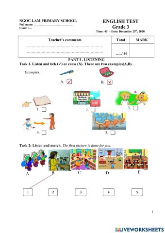 Đề thi học kì 1- Ngọc Lâm (2020)