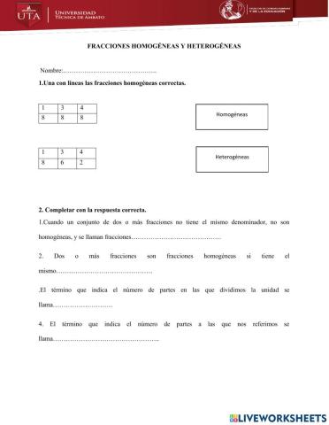 Fracciones homogéneas y fracciones heterogéneas