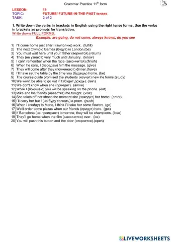 Future and Future in the past (L15 11th) ex2