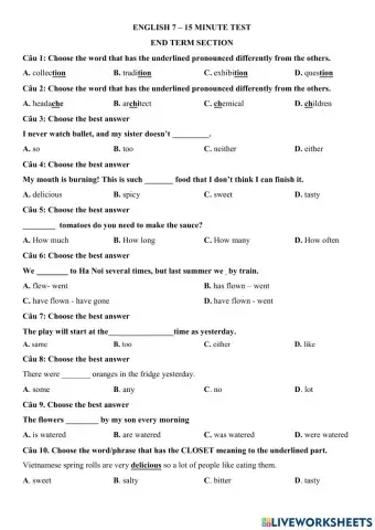 E7 - 15 minute test - unit 1 - 6