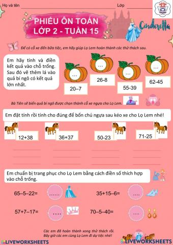 Toán cuối tuần 15 lớp 2