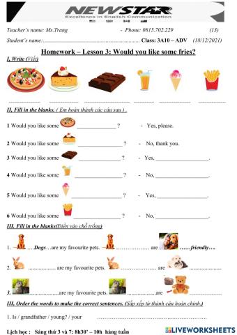 3A10-Lesson 3-Would you like some fries?