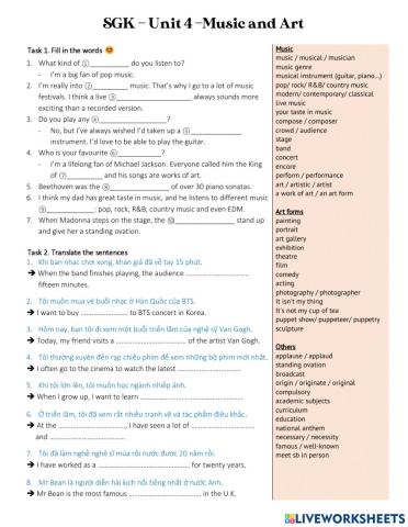 SGK7-Unit 4-Bài tập dạng đúng của từ