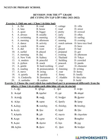 Review the first term grade 5