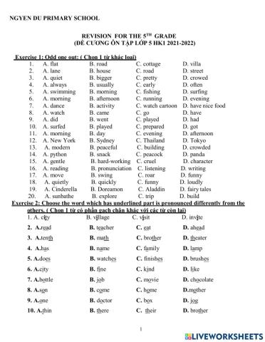 Review the first term grade 5