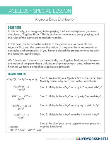 Algebra Birds Distribution