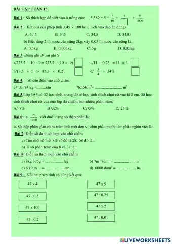 Bài tập tuần 15