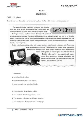 Ket 5 - Online Practice - Test 4