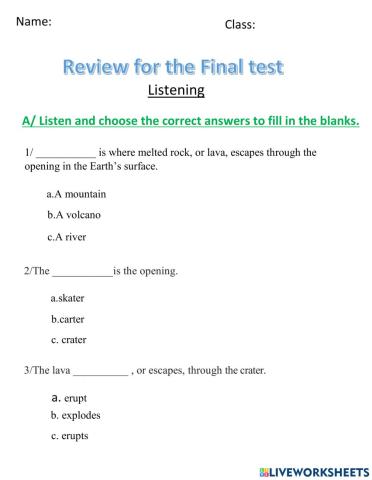 Review for final test 1
