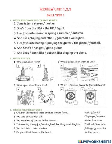 Grade 5. Skill Test 1 Review U123