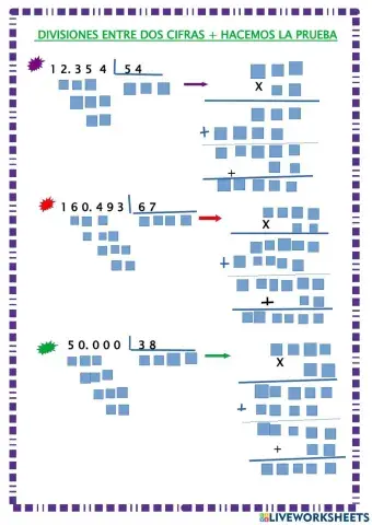 Divisiones de dos cifras con prueba