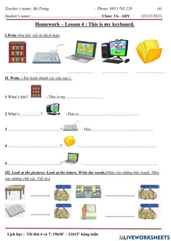 3A-Lesson 4-This is my keyboard
