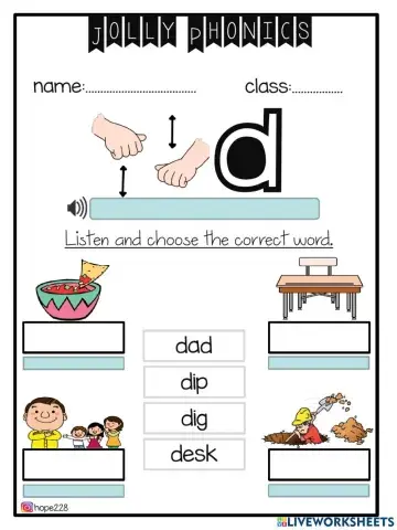 Jolly Phonics - d sound Worksheet