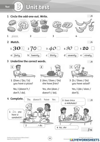 Grade 3: unit 3: Do you have milkshake?