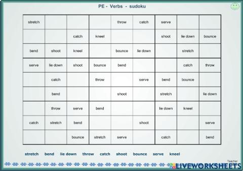 Verbs used in Physical Education