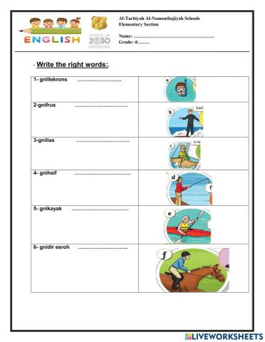 Vocabulary-Outdoor activities