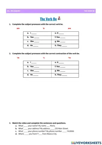 Verb be - Simple Present