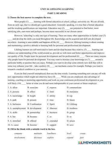 Unit 10. lifelong learning  part 2: reading