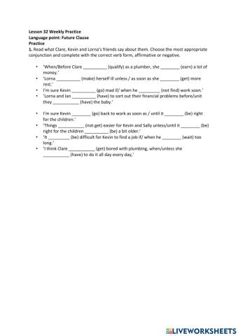 Lesson32 weekly Practice