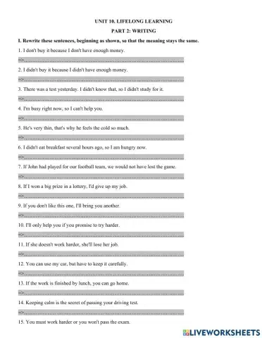 Unit 10. lifelong learning  part 2: writing