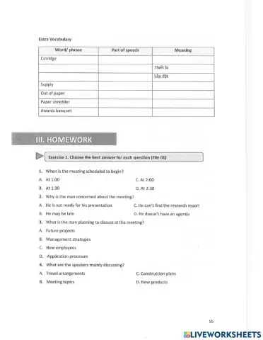Unit 7 - listening - business activities