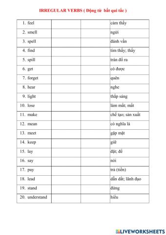 Irregular verbs
