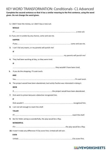 C1 Advanced - Key Word Transformation