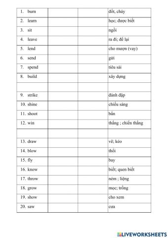 Irregular verbs