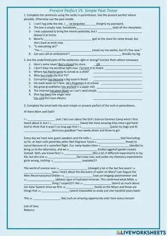 Present Perfect VS. Simple Past Tense