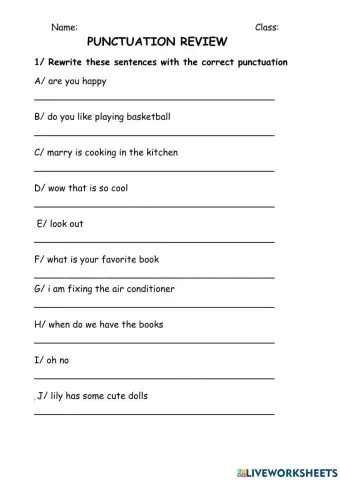 PUNCTUATION REVIEW 2 year 2