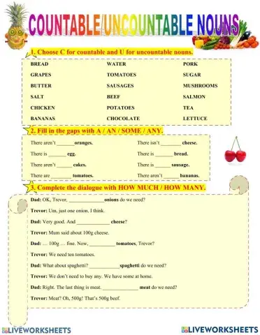 Coubtable and uncountable nouns