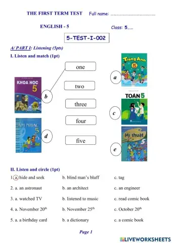Tieng Anh lop 5 -1st Term test 02