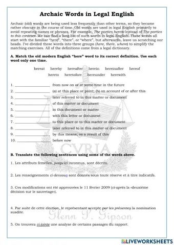 Archaic Words in Legal English