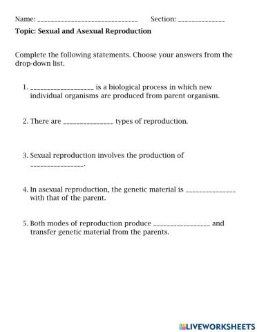 Asexual and Sexual Reproduction