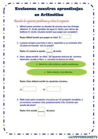Reflexionamos en Aritmética