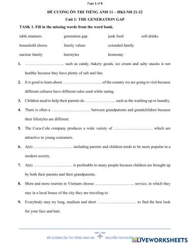 Unit 1-the generation gap