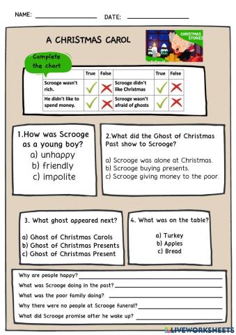 A Christmas Carol worksheet
