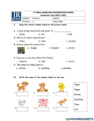 Final semester 1 Science P1