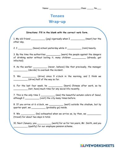 Tenses Wrap-up