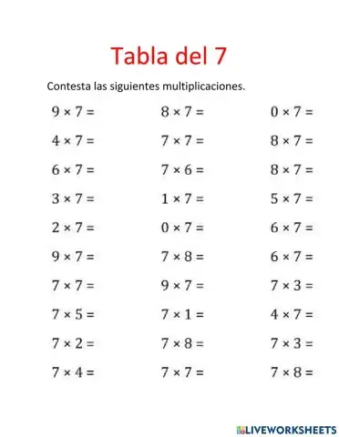 Tabla del 7