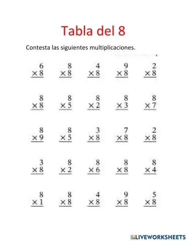 Tabla del 8