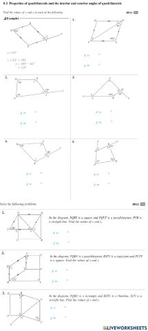9.3 Properties of quadrilaterals and the interior and exterior angles of quadrilaterals