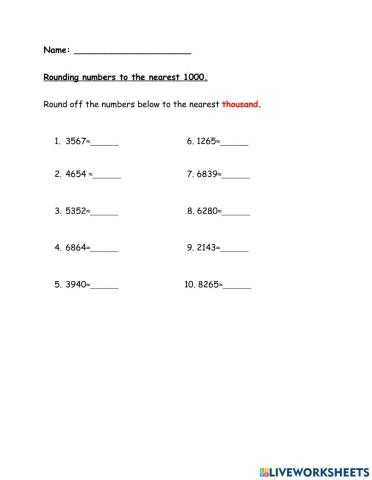 Rounding Numbers to the nearest 1000