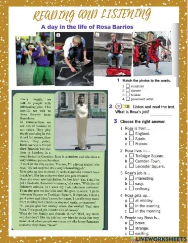 Reading and listening- present simple