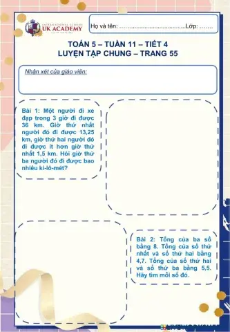 Toán 5 - Luyện tập chung - Trang 55